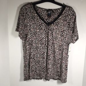 Rene Rofe Animal Print Night shirt sleep shirt size medium leopard print